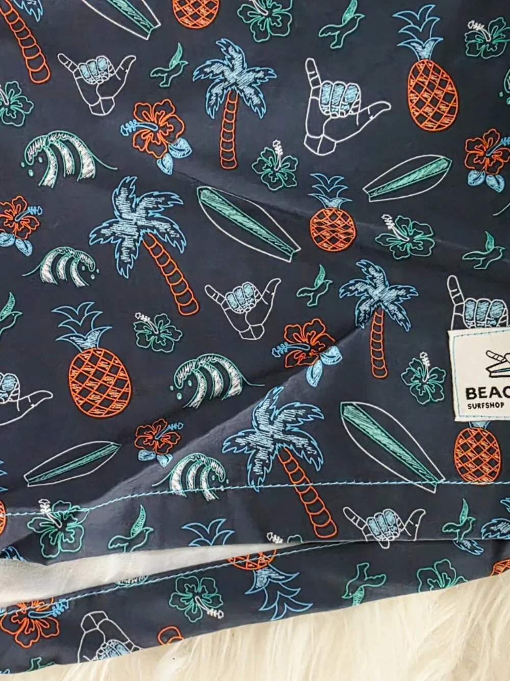 NWT Beach Bros Men's Swim Trunks Tropical Chalk Stone Blue w/Pockets